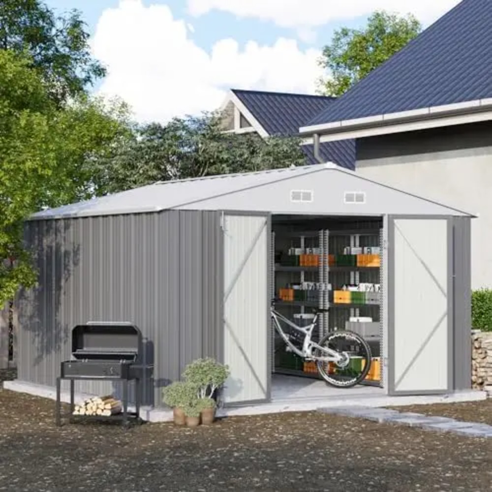 Farming And Agriculture - 10x10 FT Metalen Opslagberging, Bruin |